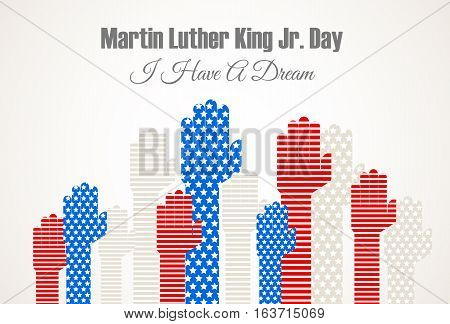 Martin Luter King Jr. Day vector illustration with hands