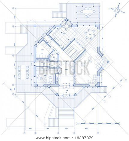 ev planı: vektör blueprint