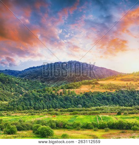 Landscape Of A Mountain Hill At Daytime. Landscape Of A Mountain Hill At Daytime. Mountain Landscape