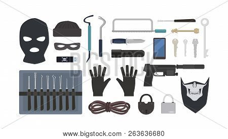 Collection Of Tools And Equipment For Theft, Robbery, Burglary, Housebreaking - Lock Picks, Padlocks