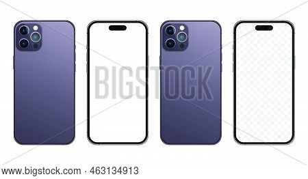 Iphone 14 Pro Mockup. Iphone 14 Realistic Vector. Smartphone Mockup. Mockup Screen Iphone And Back S