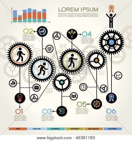 Nowoczesny biznes koncepcja, elementy graficzne informacji. Idea pracy zespołowej i sukces