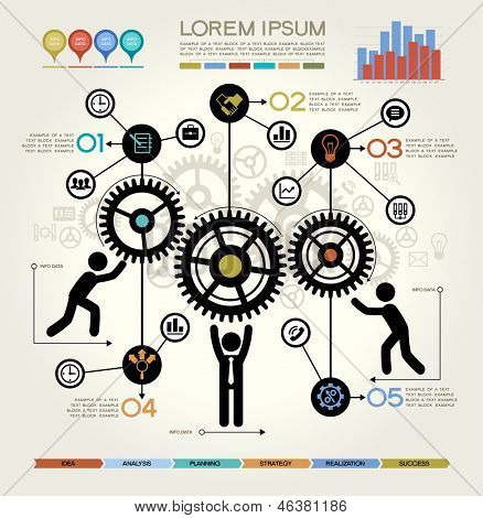 Nowoczesny biznes koncepcja, elementy graficzne informacji. Idea pracy zespołowej i sukces