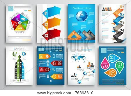 Set of Flyer Design, Web Templates. Brochure Designs, Technology Backgrounds. Mobile Technologies, Infographic  and statistic Concepts and Applications covers.