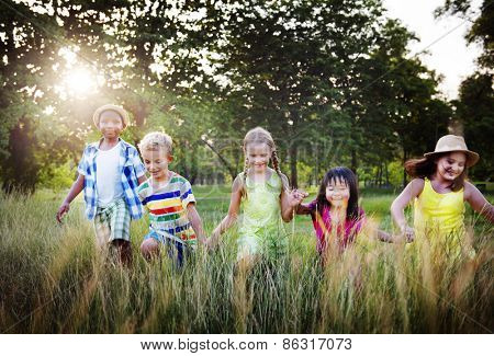 Diversity Children Childhood Friendship Cheerful Concept 