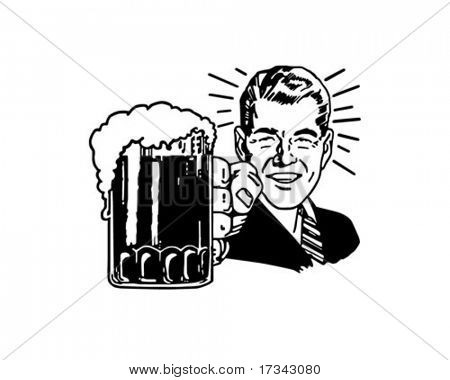 Cara de cerveja retrô - Clip-Art