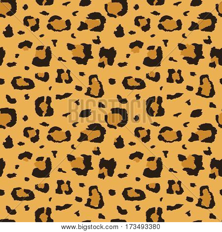 African cheetah, leopard fur vector seamless texture, fabric print. Wild african animals skin, illustration of leopard skin pattern