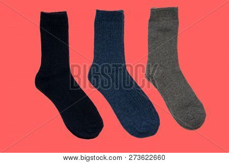 Socks Made Of Natural Wool. Warm Socks. Three Pairs Of Colorful Socks. For Men, For Women, For Child