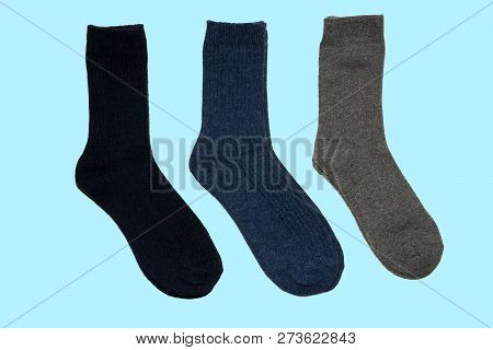 Socks Made Of Natural Wool. Warm Socks. Three Pairs Of Colorful Socks. For Men, For Women, For Child