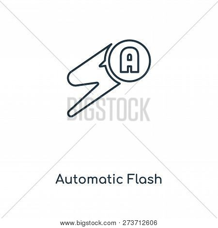 Automatic Flash Icon In Trendy Design Style. Automatic Flash Icon Isolated On White Background. Auto