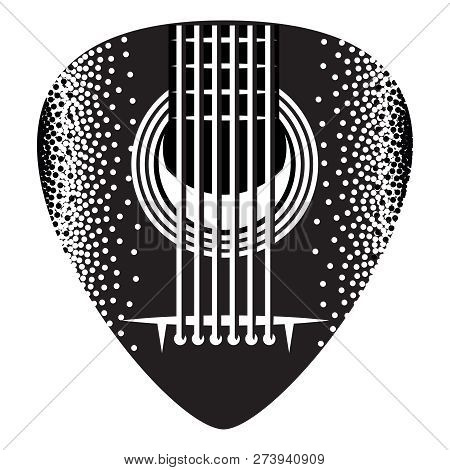 Stylish Monochrome Plectrum For Guitar. Vector Illustration.