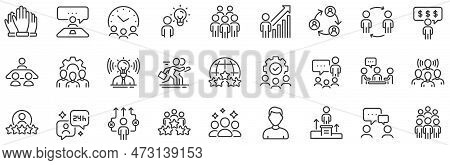 Team, Meeting, Job Structure. Business People Line Icons. Group People, Communication, Member Icons.