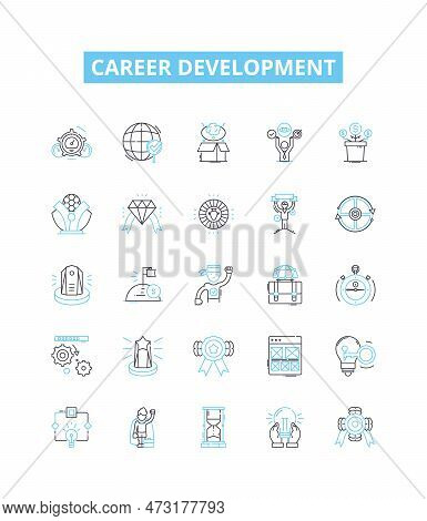 Career Development Vector Line Icons Set. Career, Development, Advancing, Training, Progression, Pro