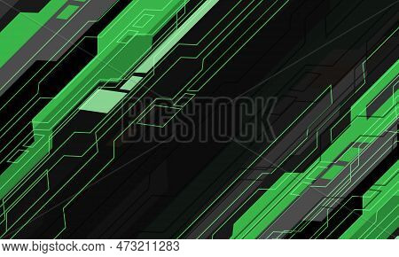 Abstract Green Black Cyber Geometric Dynamic Style Futuristic Grey Space Design Modern Technology Ba