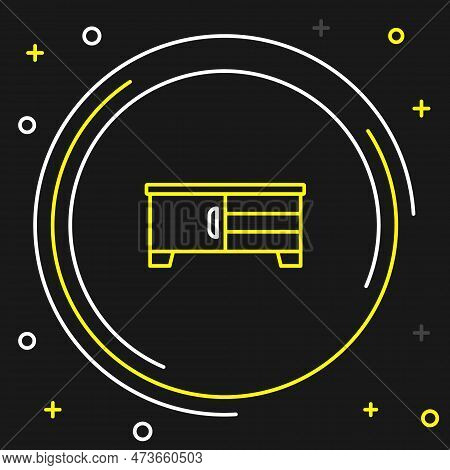 Line Tv Table Stand Icon Isolated On Black Background. Colorful Outline Concept. Vector