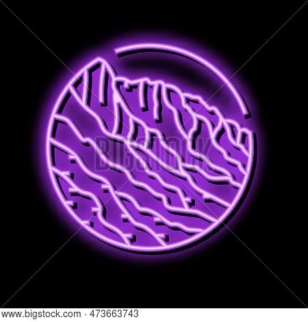 Rocky Mountain Landscape Neon Light Sign Vector. Rocky Mountain Landscape Illustration