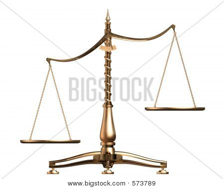 Brass Scales 3D Concept Isolated On White