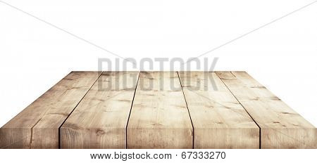 Wooden table top, isolated