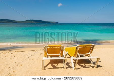 Travel Vacation Tropical Destination. Perfect Tropical Beach Landscape. Travel Vacations Destination