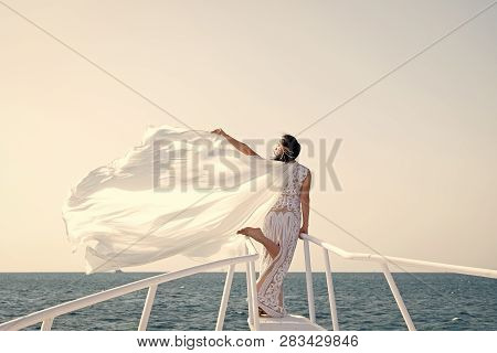 Honeymoon Sea Cruise. Things Consider For Wedding Abroad. Wedding Ceremony Sea Cruise. Bride Adorabl