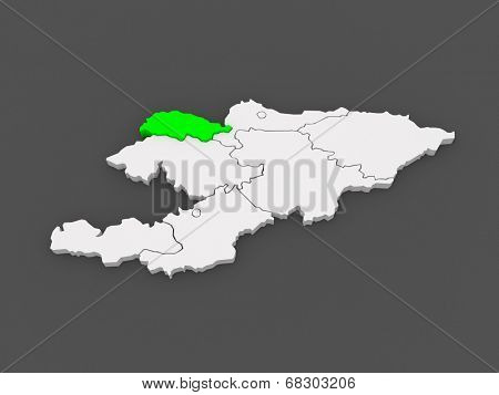 Map of Talas. Kyrgyzstan. 3d