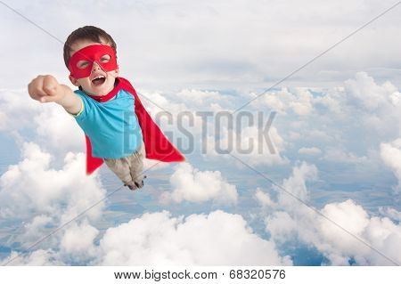 Superhero Child Boy Flying