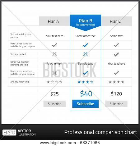 Comparison Table For 3 Products In Light Flat Design With Blue Elements