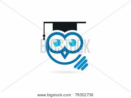 owl idea graduation logo design symbol vector