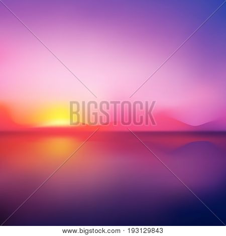 Background sunset on the sea water sun reflection.Vector landscape background.