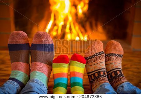 Family Near Fireplace