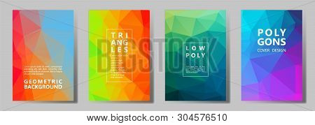 Facet Low Poly Modern Banners, Posters, Flyers Vector Graphic Design Set. Diamond Texture Polygonal 