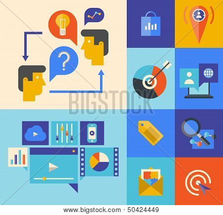 Website Marketing And Brainstorming Icons