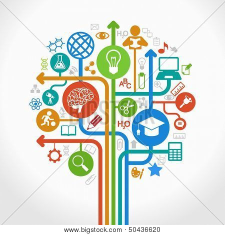 abstract tree with icons. Vector education and science concept.