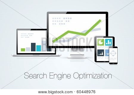 Search engine optimization marketing analysis vector illustration