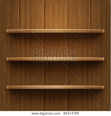 Blank Wooden Bookshelf. Vector Illustration