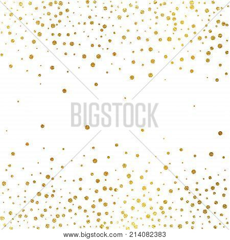 Festive Explosion Of Confetti. Gold Glitter Background. Golden Dots. Vector Illustration Polka Dot .