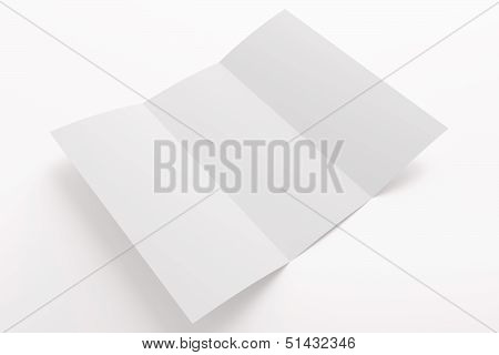 Blank Opened Tri Fold Brochure Isolated On White