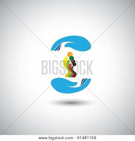 Concept Vector Icon Of Insurance Protection Of Family.