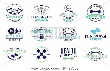 Sport and Fitness Gym Labels Templates, Athletic Labels and Badges