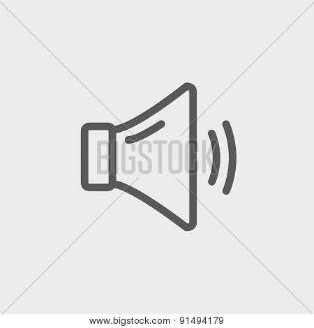 Medium speaker volume icon thin line for web and mobile, modern minimalistic flat design. Vector dark grey icon on light grey background.