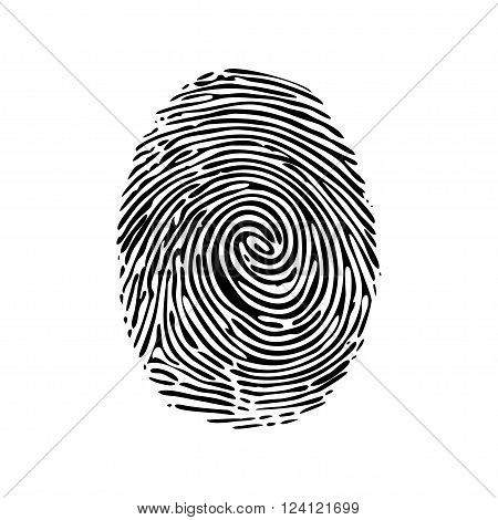 Realistic fingerprint isolated on a white background. Fingerprint icon. Black fingerprint. Vector fingerprint.