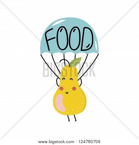 Organic food label isolated on white background. Food element. Logo for vegan menu or food icon. Funny food icon. Cute cartoon food icon vector illustration. Organic food icon. Food logo.Natural product icon. Food icon.