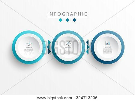 Vector Infographic Label Design Template With Icons And 3 Options Or Steps. Can Be Used For Process 