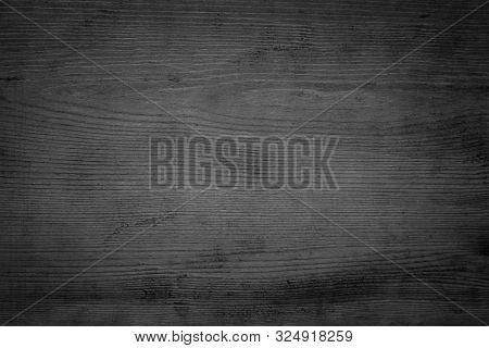 Black Wood Texture Background. Abstract Dark Wood Texture On Black Wall. Aged Wood Plank Texture Pat