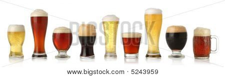 Various Glasses Of Different Beers