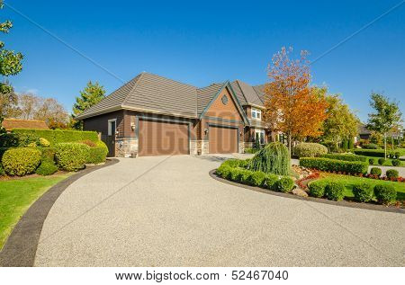 Fragment of a luxury house with a garage door in Vancouver, Canada.