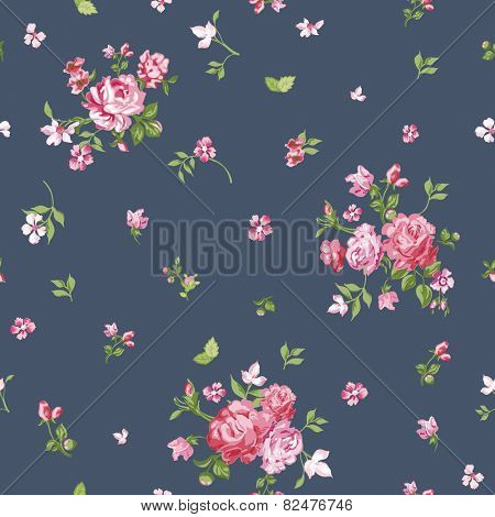 Flower Background - Seamless Floral Shabby Chic Pattern - in vector