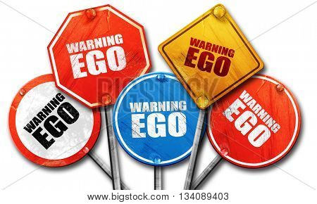 warning ego, 3D rendering, rough street sign collection