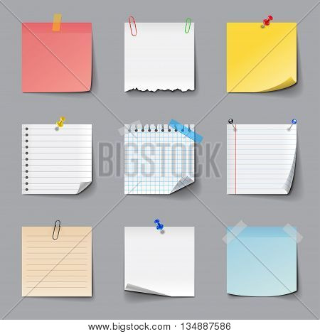 Post it notes icons detailed photo realistic vector set