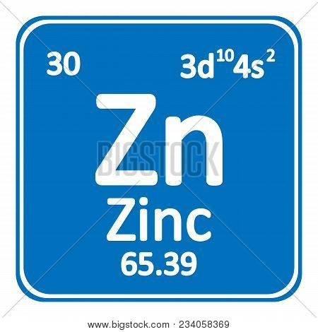 Periodic Table Element Zinc Icon On White Background. Vector Illustration.